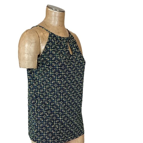 Banana Republic Halter Top Sz S Geometric Print Keyhole Neck 254E - Picture 2 of 8